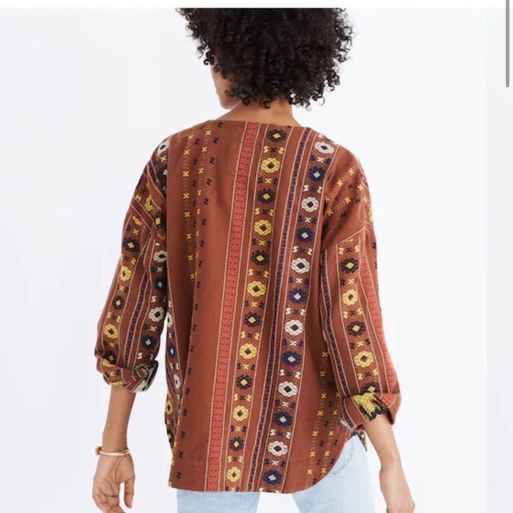 Madewell Embroidered Kimono Shirttail Wrap Jacket- XL Earthy - Picture 2 of 10